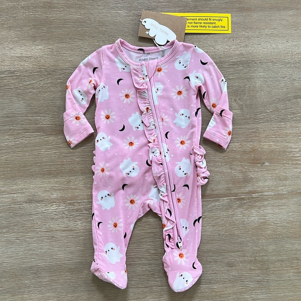 🎃 Angel Dear Girl Bamboo Footie Spooky Ghost 9-12 18-24 months